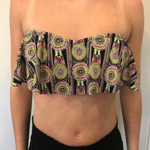 Bandeau Ruffle Multicolored Bathing Suit Top